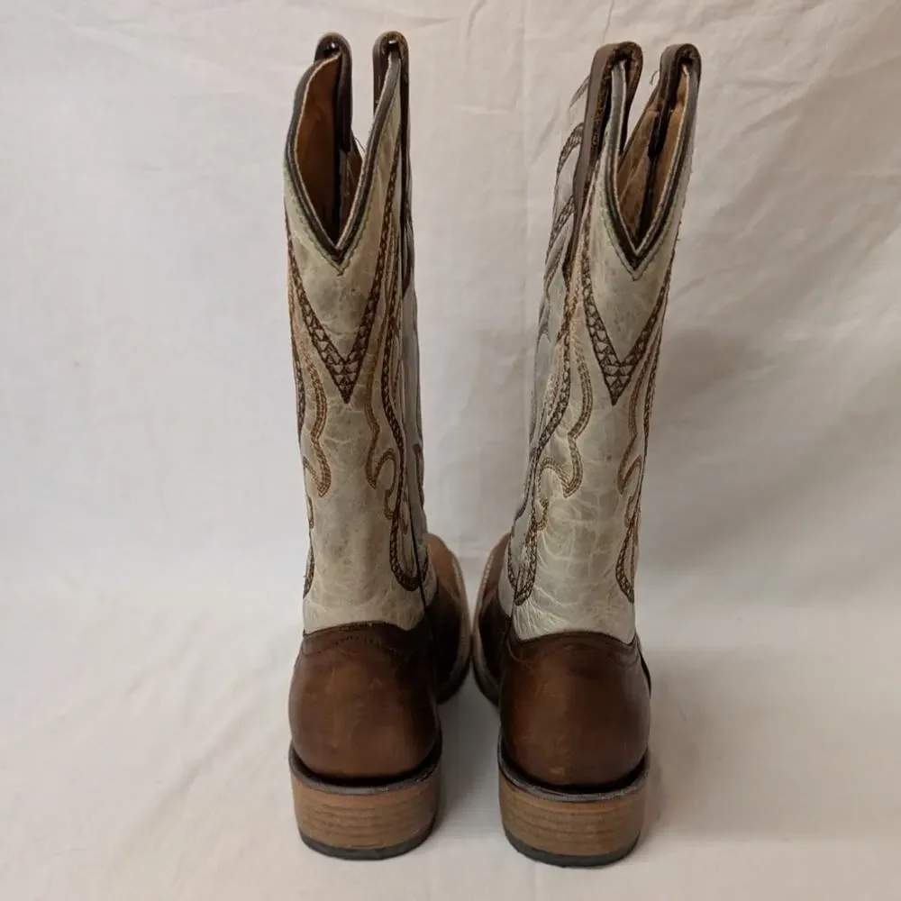 Circle G Teens Boots Brown and Bone Embroidered J7100 Size 4